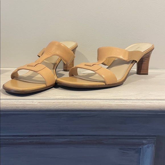 Elegant Tan Women's Heeled Sandals - Picture 2 of 6